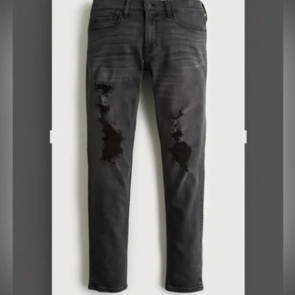 Hollister Men's Skinny Distressed Ripped Jeans Advanced Stretch Denim 34x32 - Picture 6 of 7